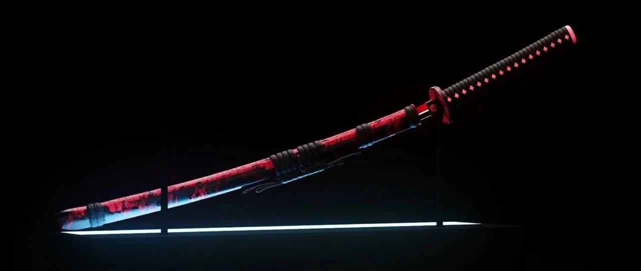 分享一把精致的日本武士刀模型！免费可商用！